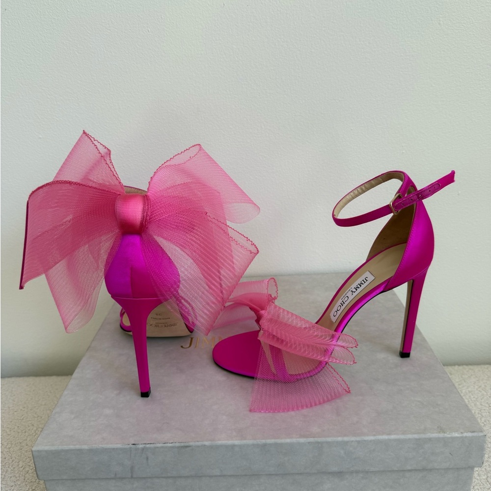 Jimmy Choo Vibrant Pink Bow Heels